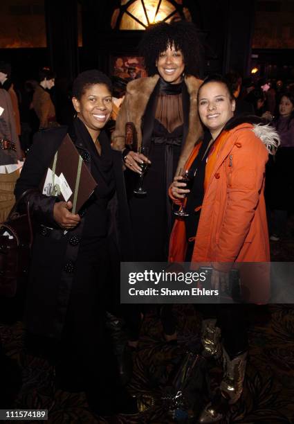 Agnes Cammock, Suzanne Boyd and Sasha Charnin during Olympus Fashion Week Fall 2005 - DKNY Womenswear - Presentation at Algonquin Hotel in New York...