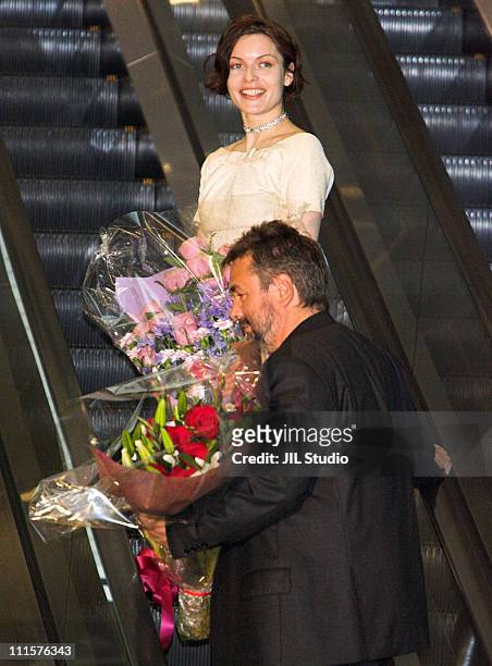 Rie Rasmussen and Luc Besson during "Angel-A" - Ceremony to Welcome Luc Besson and Rie Rasmussen for Their Visit to Japan at Marunouchi Building Hall...