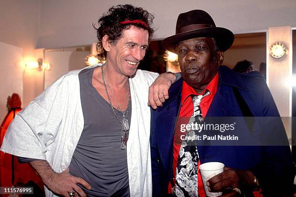 Keith Richards and John Lee Hooker with the X-Pensive Winos in 1993 in San Francisco, CA.
