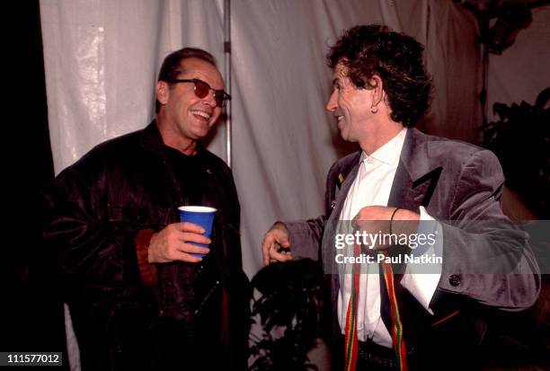 Jack Nicholson and Keith Richards on the Steel Wheels Tour in 1989 in Los Angeles, Ca,.