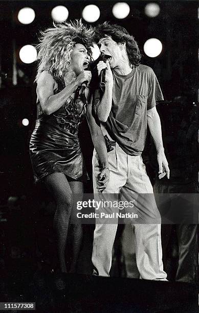 Tina Turner and Mick Jagger at Live Aid on 7/13/85 in Philadelphia, Pa.