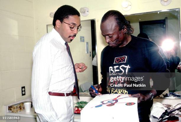 Wynton Marsalis and Miles Davis on 4/25/85 in New Orleans, La.