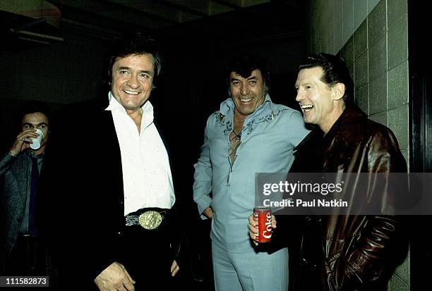 Johnny Cash, Carl Perkins, Jerry Lee Lewis on 2/18/82 in Madison, Wi.