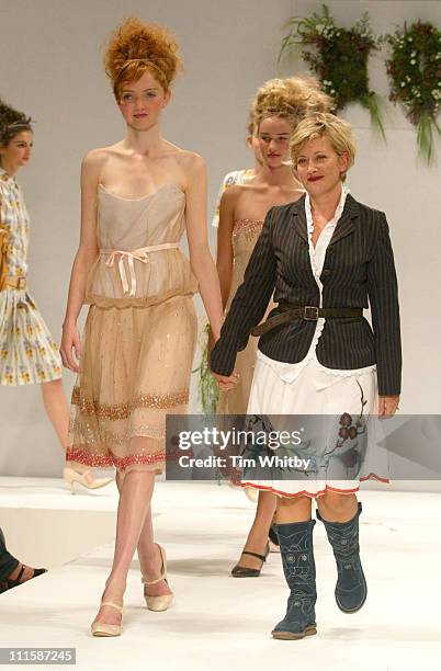 Lily Cole and designer, Tracey Boyd during London Fashion Week Spring 2005 - Tracey Boyd - Runway at Royal Academy in London, Great Britain.