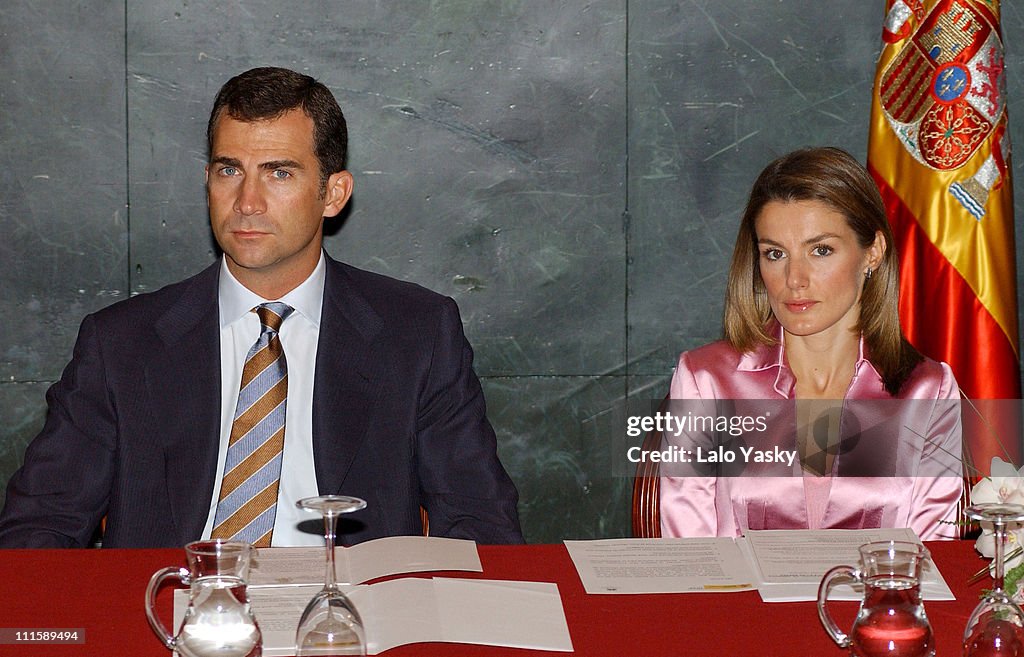 Prince Felipe and Princess Letizia of Spain Attend Opening of "Espana, Nexo entre la Union Europea y Latinoamerica"