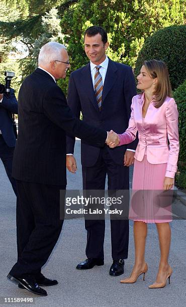 Vaclav Klaus, Prince Felipe and Letizia Ortiz during Czech President Vaclav Klaus and Wife Livia Klausova Commence 2 Day Official Visit to Madrid at...