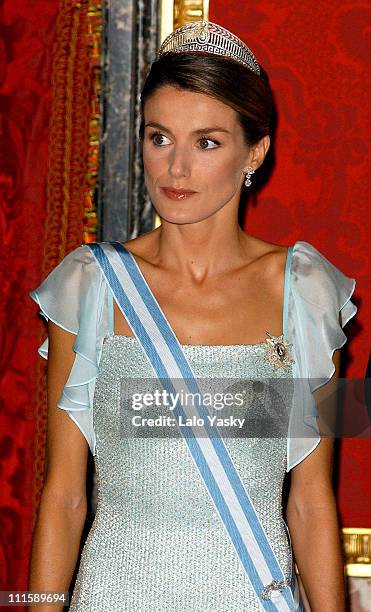 Princess Letizia during Spanish Royals Receive Czech President Vaclav Klaus And Wife Livia Klausova for a Gala Dinner at The Royal Palace in Madrid,...