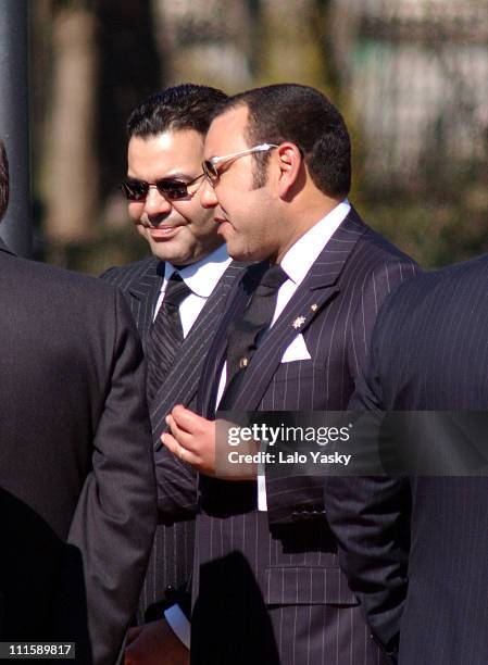 King Mohamed VI of Morocco and brother Prince Moulay During Atocha Terrorist Attacks 1st Anniversary at the "Bosque de los Ausentes" in the Retiro...