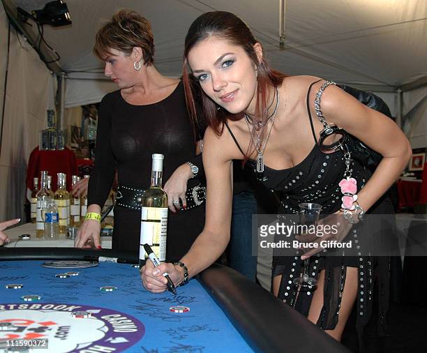Adrianne Curry during 2005 Radio Music Awards Backstage - Aces.com Raises Money for Make a Wish Foundation at Aladdin Hotel in Las Vegas, Nevada,...