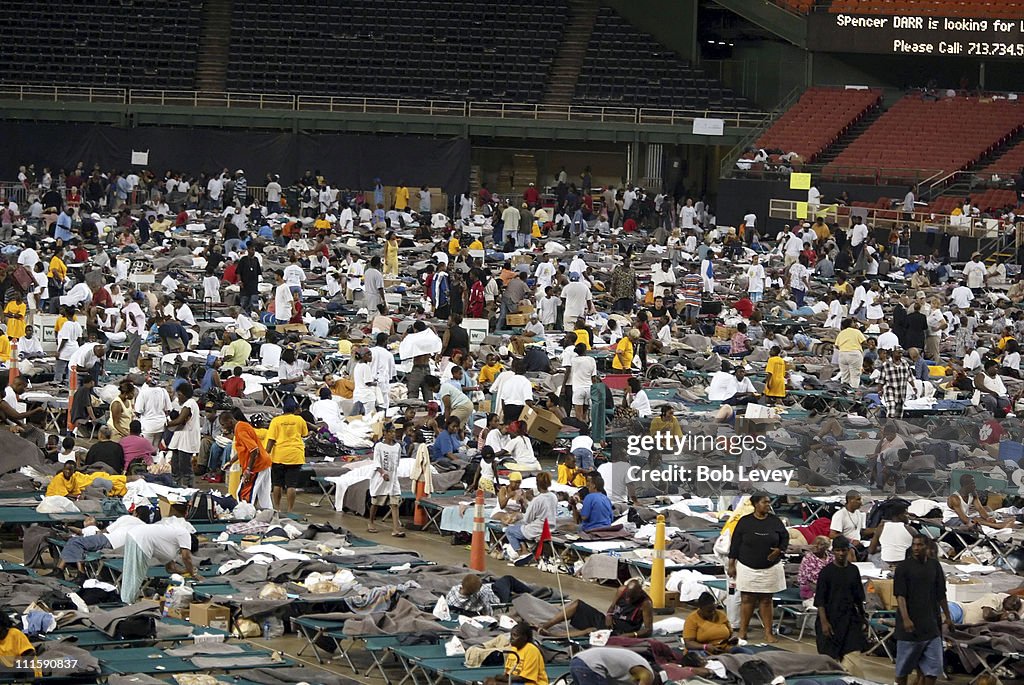 Hurricane Katrina Refugees Arrive at Houston Astrodome - September 1, 2005