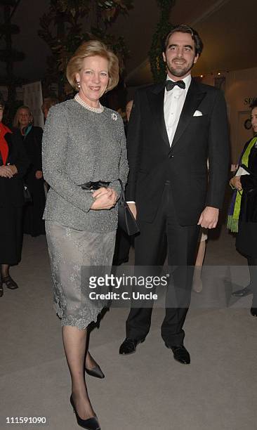Queen AnneMarie and Prince Nikolaos of Greece during BADA Antiques and Fine Art Fair - VIP Gala Evening - Arrivals at Duke Of York's HQ in London,...