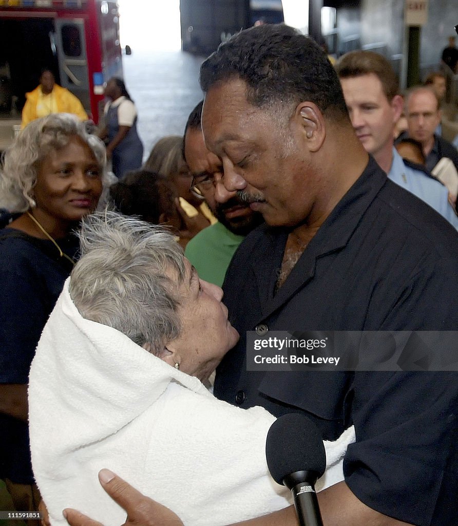 Rev.Jesse Jackson Visits Evacuees at the Astrodome Complex