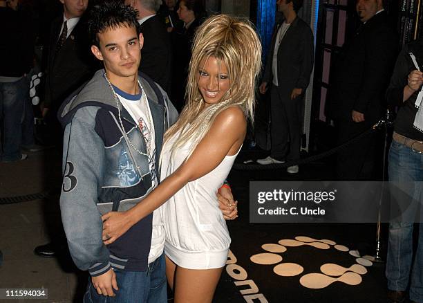 Kenzie of Blazin' Squad with Jodie Marsh during Gizmondo Launch Party - Arrivals at Sheraton Park Lane Hotel in London, Great Britain.