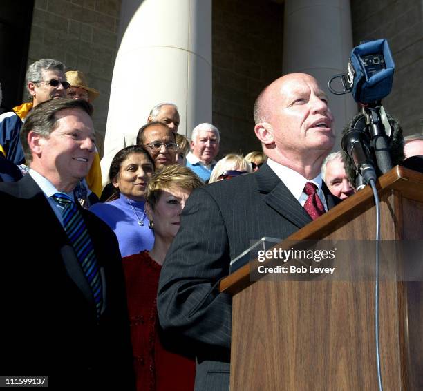 Congressman Kevin Brady introduces U.S. Representative Tom DeLay at Town Hall Center in Sugarland, Texas. DeLay announced on January 7 that he is...