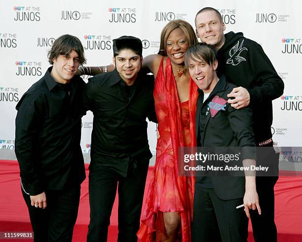 Jully Black and Billy Talent during 2005 Canadian Juno Awards - Arrivals at MTS Centre in Winnipeg, Manitoba, Canada.