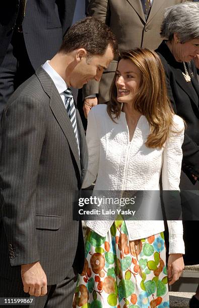 Crown Prince Felipe and Crown Princess Letizia during Crown Prince Felipe and Crown Princess Letizia Attend Official Audiences at Zarzuela Palace -...