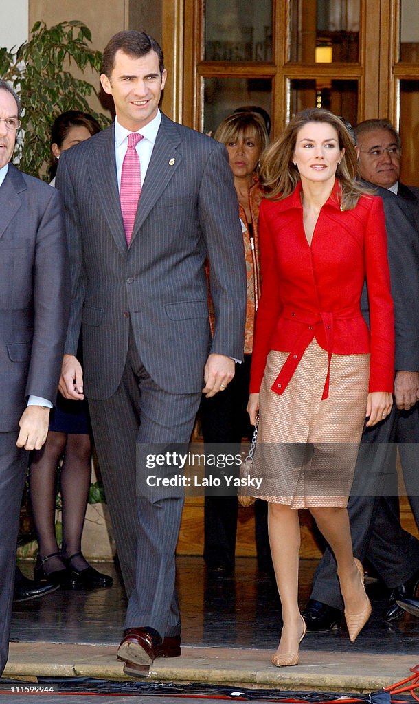 Prince Felipe and Princess Letizia of Spain Attend a "Gaitas" Concert Prior to the Prince of Asturias Awards Ceremony