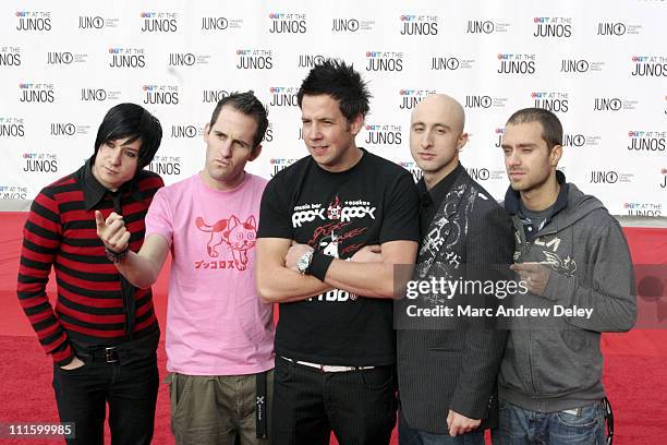 Simple Plan during 2005 Canadian Juno Awards - Arrivals at MTS Centre in Winnipeg, Manitoba, Canada.