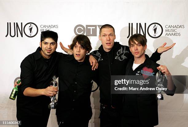 Ian D'Sa, Jon Gallant, Aaron Solowoniuk, and Benjamin Kowalewicz of Billy Talent