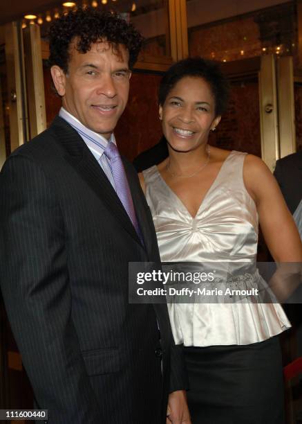 Brian Stokes Mitchell and Allison Mitchell during National Theatre's Coram Boy Opening - Arrivals and Curtain Call at Imperial Theatre in New York...