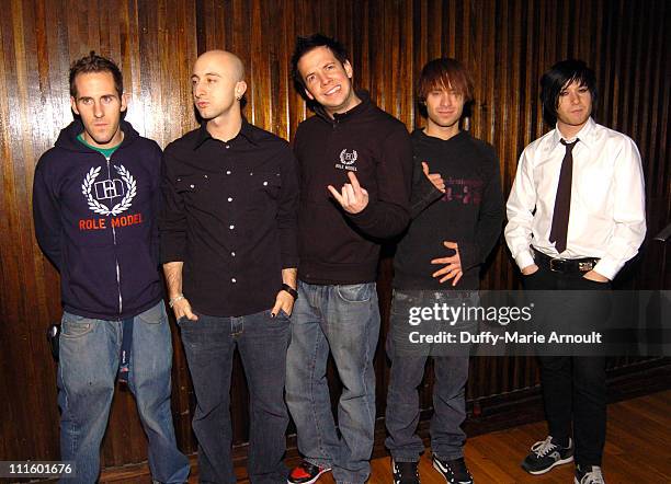 Chuck Comeau, Jeff Stinco, Pierre Bouvier, Sebastien Lefebvre and David Desrosiers of Simple Plan