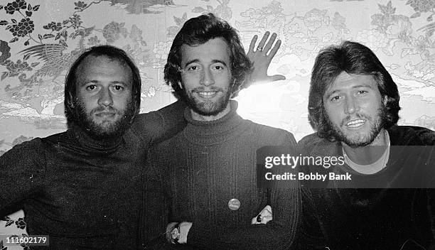 Maurice Gibb, Barry Gibb and Robin Gibb during Bee Gees Interview at the Plaza Hotel - October 12, 1977 at Plaza Hotel in New York City, New York,...