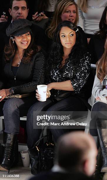 Ashanti and mother,Tina Douglas during Mercedes-Benz Fashion Week Fall 2007 - Tadashi Shoji - Front Row and Backstage at The Promanade, Bryant Park...