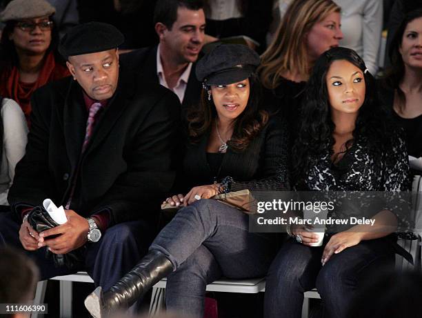 Ashanti and mother,Tina Douglas during Mercedes-Benz Fashion Week Fall 2007 - Tadashi Shoji - Front Row and Backstage at The Promanade, Bryant Park...