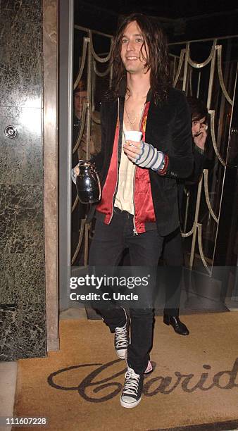 Nick Valensi during Members of The Strokes Sighting at Claridge's Hotel in London - January 24, 2006 at Claridge's in London, Great Britain.