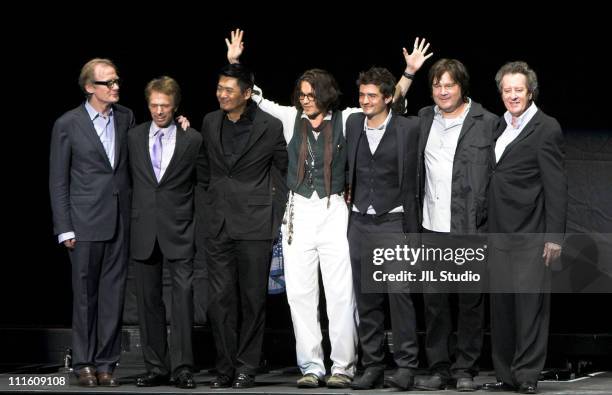 Bill Nighy, Jerry Bruckheimer, Producer, Yun-Fat Chow, Johnny Depp, Orlando Bloom, Gore Verbinski, Director, and Geoffrey Rush