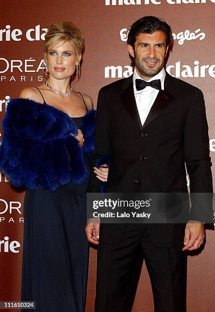 Helen Svedin and Luis Figo during 2004 Marie Claire Prix de la Mode Ceremony at French Ambassador Residence in Madrid, Spain.