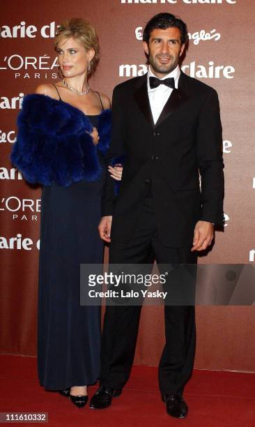 Helen Svedin and Luis Figo during 2004 Marie Claire Prix de la Mode Ceremony at French Ambassador Residence in Madrid, Spain.