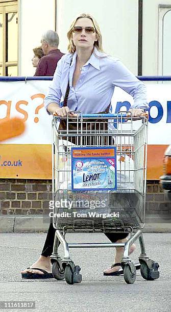 Kate Winslet during Kate Winslet Sighting - August 22, 2002 at Sainsbury's in London, Great Britain.
