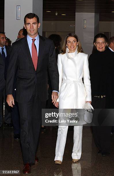 Crown Prince Felipe and Princess Letizia during Crown Prince Felipe and Princess Letizia Preside the 2004 BMW Painting Award Ceremony at Auditorio...