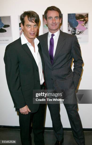 Matthew Mellon and Tim Jefferies during Famous Feet - Private View and Party at Hamiltons Gallery in London, Great Britain.
