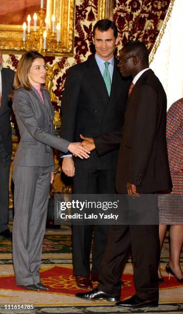 Princess Letizia, Crown Prince Felipe and Senegalese President Abdoulaye Wade