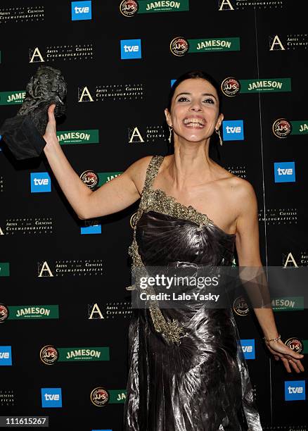 Actress Maribel Verdu poses at the Press Room after the Goya 2008 Cinema Awards Ceremony, at the Palacio de Congresos on Febraury 3, 2008 in Madrid,...