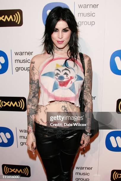 Kat von D arrives at the Warner Music Group Post-Grammy Party held at Vibiana on February 10, 2008 in Los Angeles, California.
