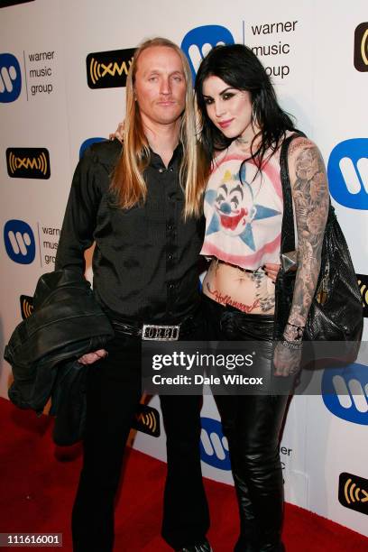 Orbie Orbision and Kat von D arrives at the Warner Music Group Post-Grammy Party held at Vibiana on February 10, 2008 in Los Angeles, California.