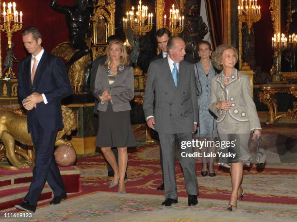 Queen Sofia, King Juan Carlos, Prince Felipe, Cristina of SPain, Elena of Spain and Jaime de Marichalar