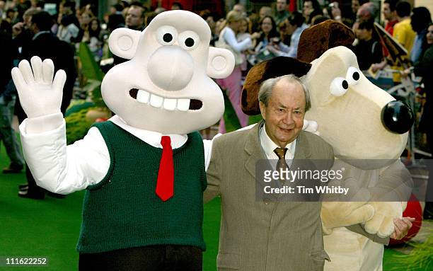 Peter Sallis and Wallace and Gromit during "Wallace & Gromit: The Curse of the Were-Rabbit" - London Charity Premiere at Odeon West End in London,...