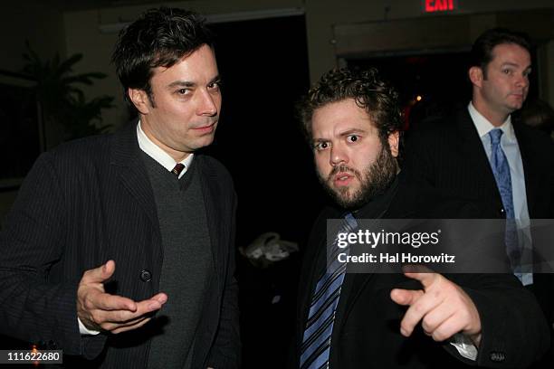 Jimmy Fallon and Dan Fogler during "The Voyage Of The Carcass" - Opening Night Party at Mannahattah in New York City, New York, United States.