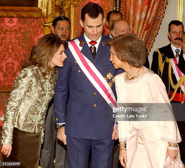 Princess Letizia, Crown Prince Felipe of Spain and Queen Sofia