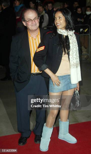 Salman Rushdie and Padma Lakshmi-Rushdie during Cirque du Soleil's 20th Anniversary of "Dralion" - Arrivals at The Royal Albert Hall in London, Great...