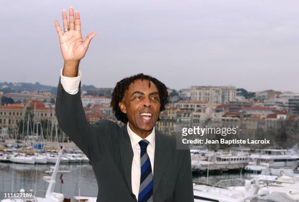 Gilberto Gil, Brazilian Minister of Culture during MIDEM 2003 - Gilberto Gil Photocall at Palais des Festivals in Cannes, France.