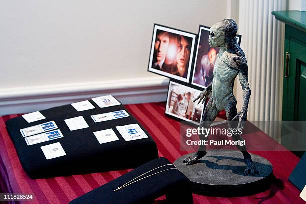 Files" memorabilia on display at the Twentieth Century Fox donation ceremony of a collection of objects from the "X-Files" to National Museum of...