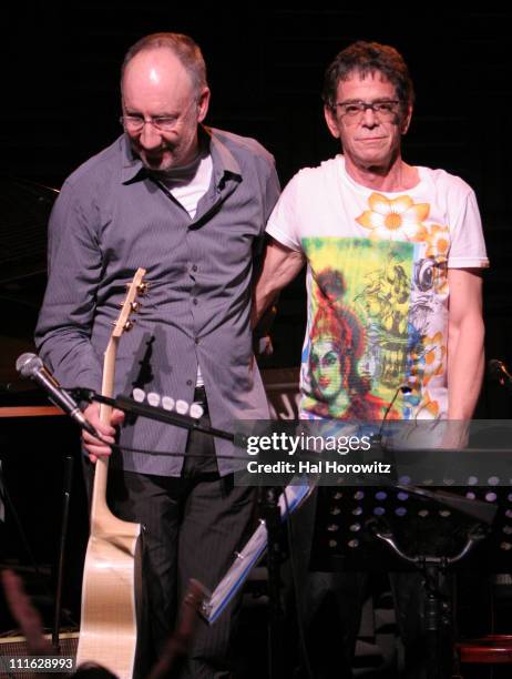 Pete Townshend of The Who and Lou Reed during Pete Townshend of The Who and Rachel Fuller Hold Attic Jam Show at Joe's Pub - February 20, 2007 at...