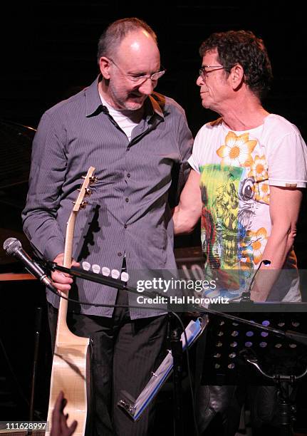 Pete Townshend of The Who and Lou Reed during Pete Townshend of The Who and Rachel Fuller Hold Attic Jam Show at Joe's Pub - February 20, 2007 at...