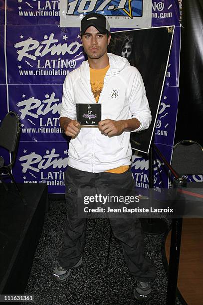 Enrique Iglesias signs copies of his new album "Insomniac" on August 7, 2007 at Rythmo Latino in Anaheim, California.