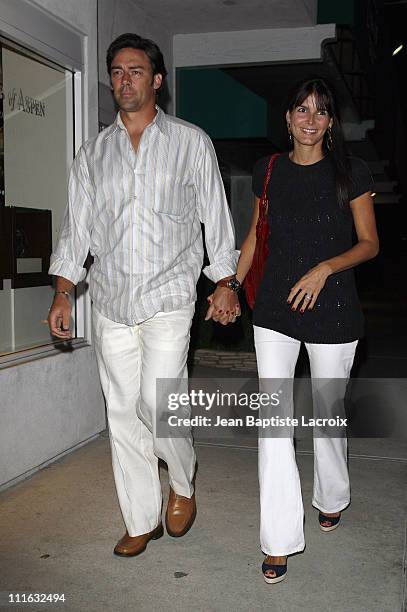 Angie Harmon and husband Jason Sehorn sighting on August 30, 2008 in Malibu, California.
